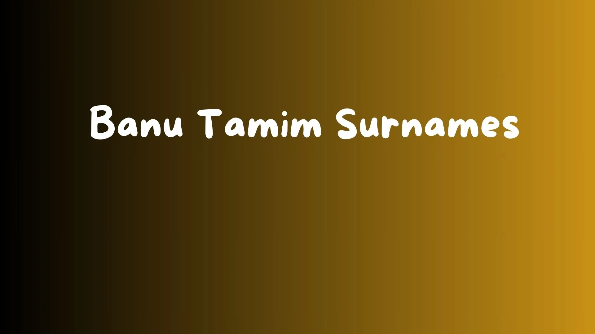Banu Tamim Surnames