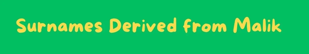 Muslim Surnames Derived from Malik